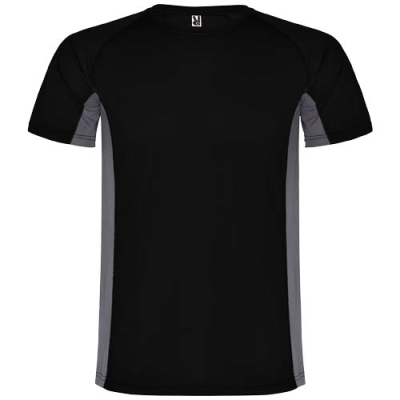 SHANGHAI SHORT SLEEVE CHILDRENS SPORTS TEE SHIRT in Solid Black & Dark Lead