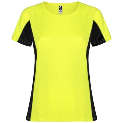 SHANGHAI SHORT SLEEVE WOMENS SPORTS TEE SHIRT in Fluor Yellow & Solid Black