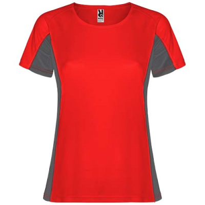 SHANGHAI SHORT SLEEVE WOMENS SPORTS TEE SHIRT in Red & Dark Lead