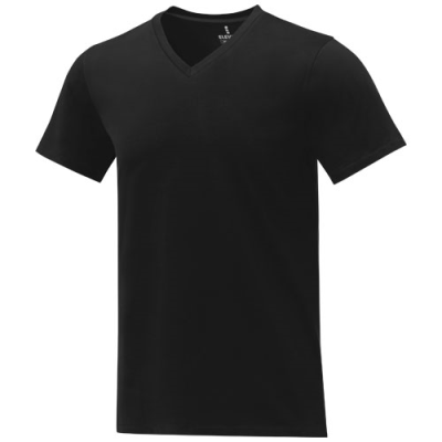 SOMOTO SHORT SLEEVE MENS V-NECK TEE SHIRT in Solid Black