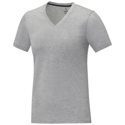 SOMOTO SHORT SLEEVE WOMENS V-NECK TEE SHIRT in Heather Grey