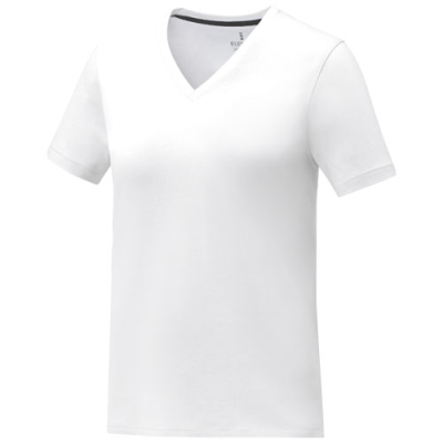 SOMOTO SHORT SLEEVE WOMENS V-NECK TEE SHIRT in White