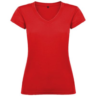 VICTORIA SHORT SLEEVE WOMENS V-NECK TEE SHIRT in Red