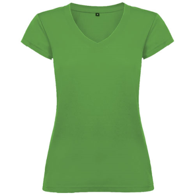 VICTORIA SHORT SLEEVE WOMENS V-NECK TEE SHIRT in Tropical Green