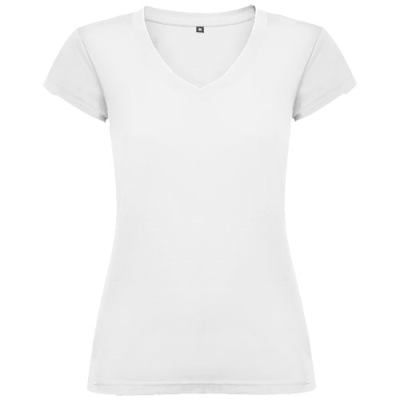 VICTORIA SHORT SLEEVE WOMENS V-NECK TEE SHIRT in White