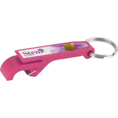 BOTTLE OPENER KEYRING PINK