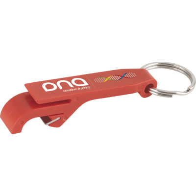 BOTTLE OPENER KEYRING RED