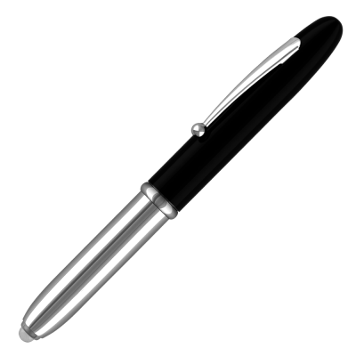 LUMI LIGHT METAL BALL PEN - BLACK - SILVER