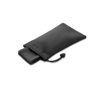 BERNAL RPET SPORTS TOWEL with Non-Woven Pouch in Black