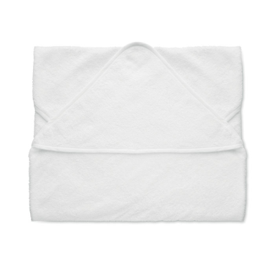 COTTON HOODED HOODY BABY TOWEL in White