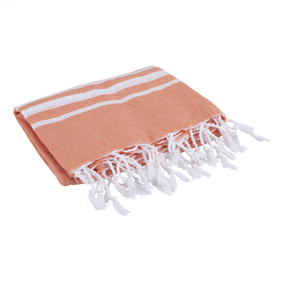 OXIOUS HAMMAM TOWELS - VIBE LUXURY WHITE STRIPE in Orange