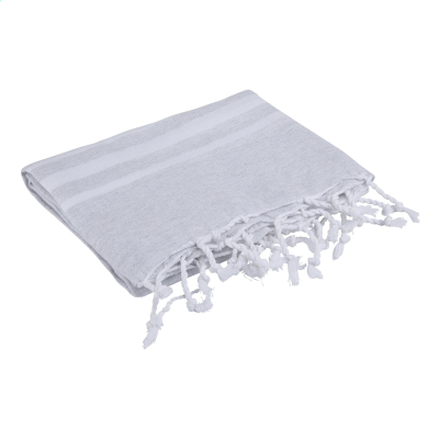 OXIOUS HAMMAM TOWELS - VIBE LUXURY WHITE STRIPE in Pale Grey