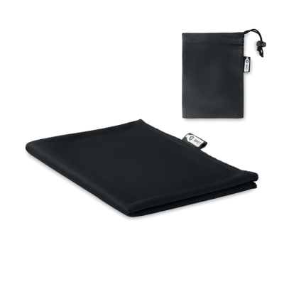 RPET SPORTS TOWEL AND POUCH in Black