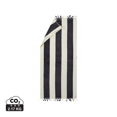 VINGA VALMER BEACH TOWEL in Black, Beige