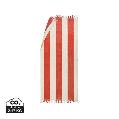 VINGA VALMER BEACH TOWEL in Red, Beige