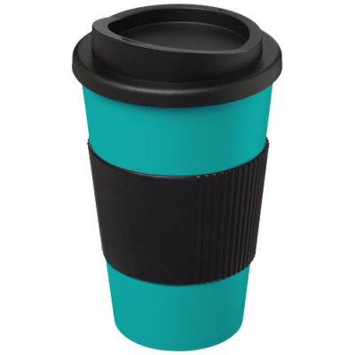 AMERICANO® 350 ML THERMAL INSULATED TUMBLER with Grip in Aqua Blue & Solid Black