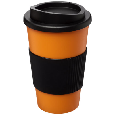 AMERICANO® 350 ML THERMAL INSULATED TUMBLER with Grip in Orange & Solid Black