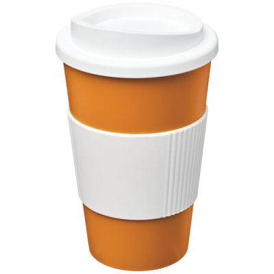 AMERICANO® 350 ML THERMAL INSULATED TUMBLER with Grip in Orange & White