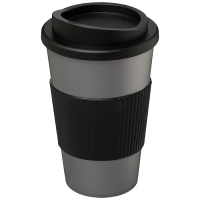 AMERICANO® 350 ML THERMAL INSULATED TUMBLER with Grip in Silver & Solid Black