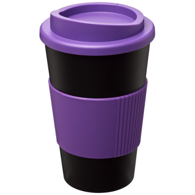 AMERICANO® 350 ML THERMAL INSULATED TUMBLER with Grip in Solid Black & Purple