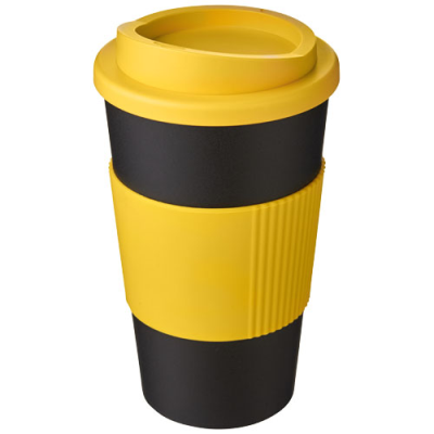 AMERICANO® 350 ML THERMAL INSULATED TUMBLER with Grip in Solid Black & Yellow