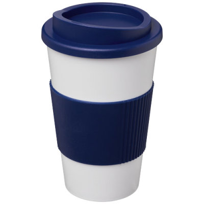 AMERICANO® 350 ML THERMAL INSULATED TUMBLER with Grip in White & Blue