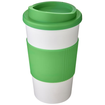 AMERICANO® 350 ML THERMAL INSULATED TUMBLER with Grip in White & Green