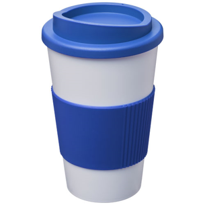 AMERICANO® 350 ML THERMAL INSULATED TUMBLER with Grip in White & Mid Blue