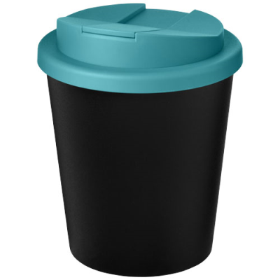 AMERICANO® ESPRESSO ECO 250 ML RECYCLED TUMBLER with Spill-Proof Lid in Solid Black & Aqua Blue