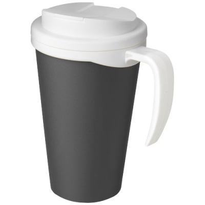 AMERICANO® GRANDE 350 ML MUG with Spill-Proof Lid in Grey & White