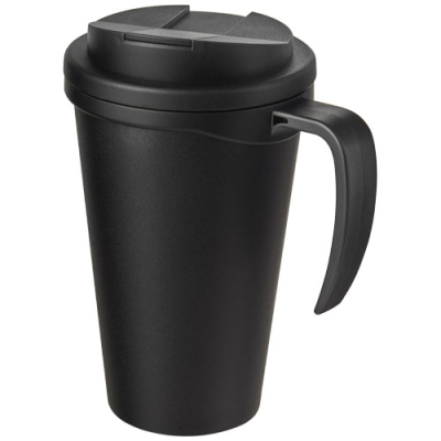 AMERICANO® GRANDE 350 ML MUG with Spill-Proof Lid in Shiny Black & Solid Black