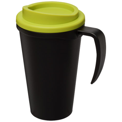 AMERICANO® GRANDE 350 ML THERMAL INSULATED MUG in Solid Black & Lime