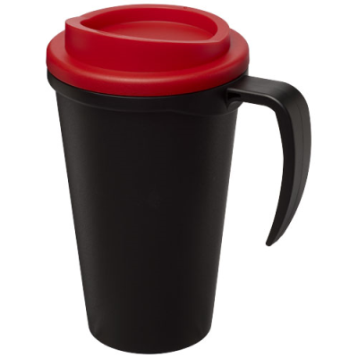 AMERICANO® GRANDE 350 ML THERMAL INSULATED MUG in Solid Black & Red