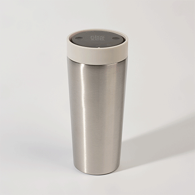 CIRCULAR STAINLESS STEEL METAL 16OZ CUP in Pebble White