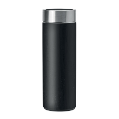 DOUBLE WALL BAMBOO FLASK 400ML in Black