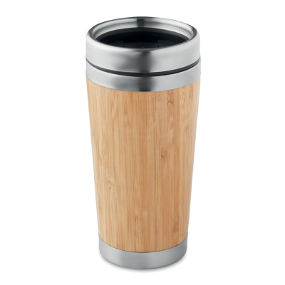 DOUBLE WALL BAMBOO FLASK 430ML in Brown