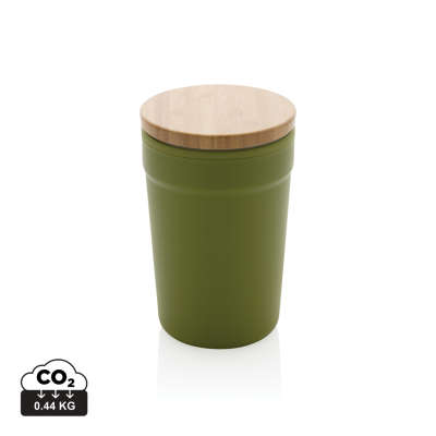 GRS CERTIFIED RECYCLED PP MUG with Bamboo Lid in Green