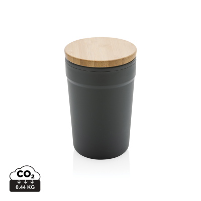 GRS CERTIFIED RECYCLED PP MUG with Bamboo Lid in Grey