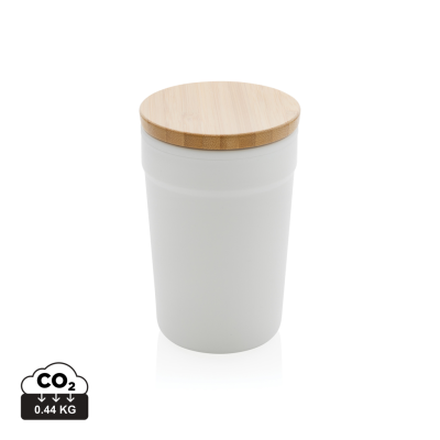 GRS CERTIFIED RECYCLED PP MUG with Bamboo Lid in White