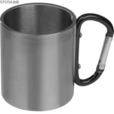 METAL MUG with Snap Hook in Black