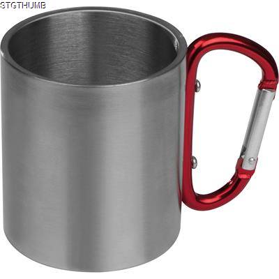 METAL MUG with Snap Hook in Red