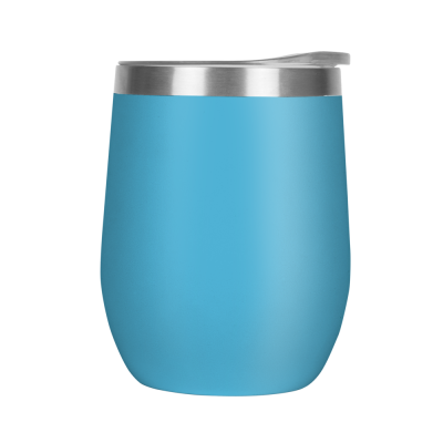 MOOD DOUBLE WALLED COFFEE CUP TUMBLER - 330ML LIGHT BLUE CYAN CLEAR TRANSPARENT LID