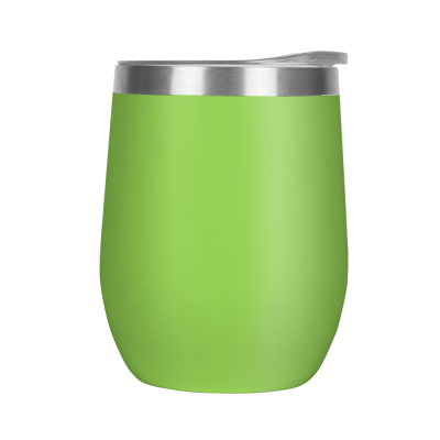 MOOD DOUBLE WALLED COFFEE CUP TUMBLER - 330ML LIME GREEN CLEAR TRANSPARENT LID