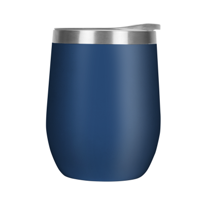 MOOD DOUBLE WALLED COFFEE CUP TUMBLER - 330ML NAVY BLUE CLEAR TRANSPARENT LID