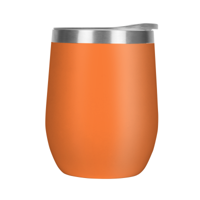 MOOD DOUBLE WALLED COFFEE CUP TUMBLER - 330ML ORANGE CLEAR TRANSPARENT LID