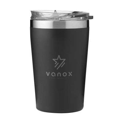 RE-STEEL RCS RECYCLED COFFEE MUG 380 ML THERMO CUP in Black