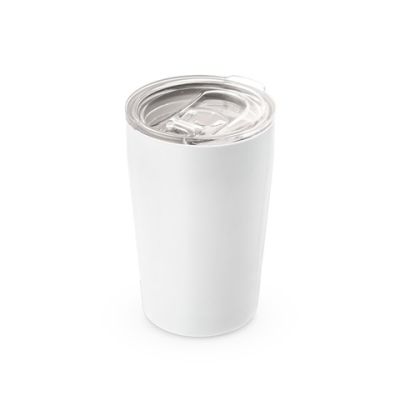 SLIDER STAINLESS STEEL METAL TRAVEL CUP 380 ML in White