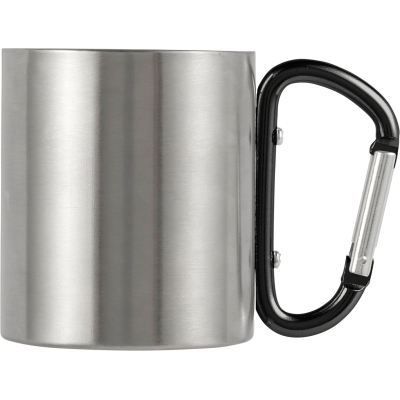 STAINLESS STEEL METAL DOUBLE WALLED TRAVEL MUG (185ML) in Black