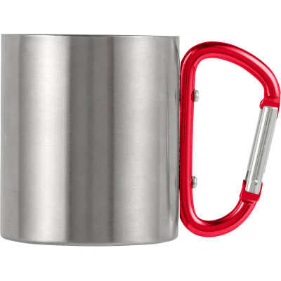 STAINLESS STEEL METAL DOUBLE WALLED TRAVEL MUG (185ML) in Red