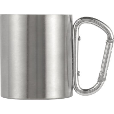 STAINLESS STEEL METAL DOUBLE WALLED TRAVEL MUG (185ML) in Silver